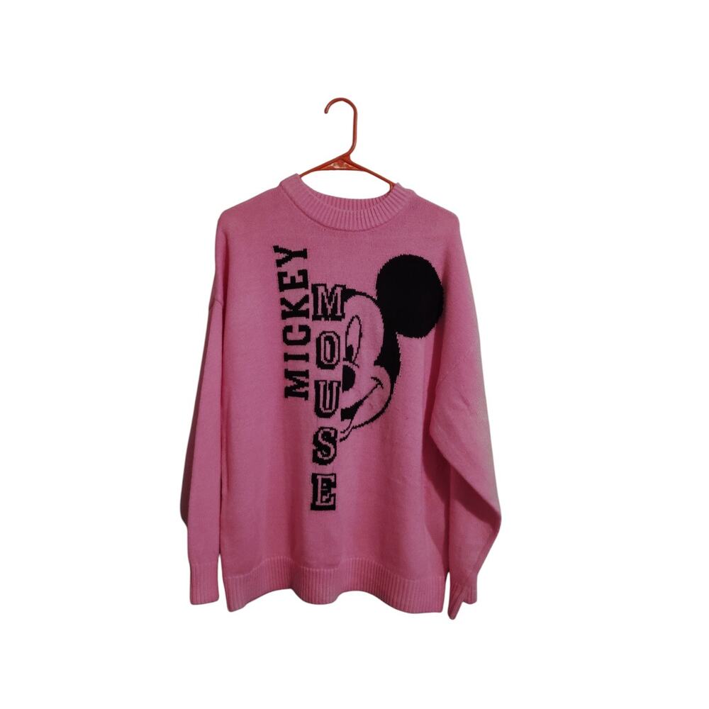 H&M Divided Disney Micky Mouse Jacquard Knit Sweater XXL‎ Pink Crewneck Pullover